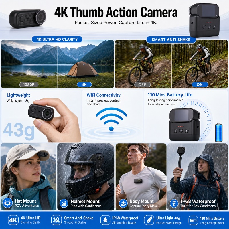 كاميرا APEX Action 4K الرياضية - مراجعة Unique Electronics Gadgets وسعره